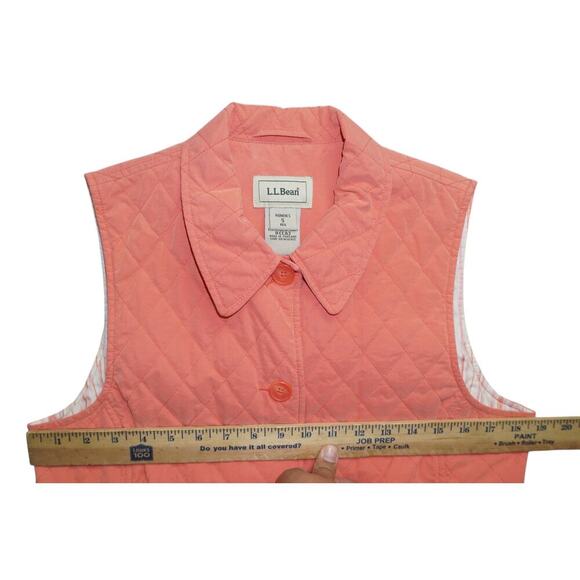 L.L. Bean Women's Quilted Coral Vest Size Small Reg – Button Front Lightweight - Picture 3 of 7